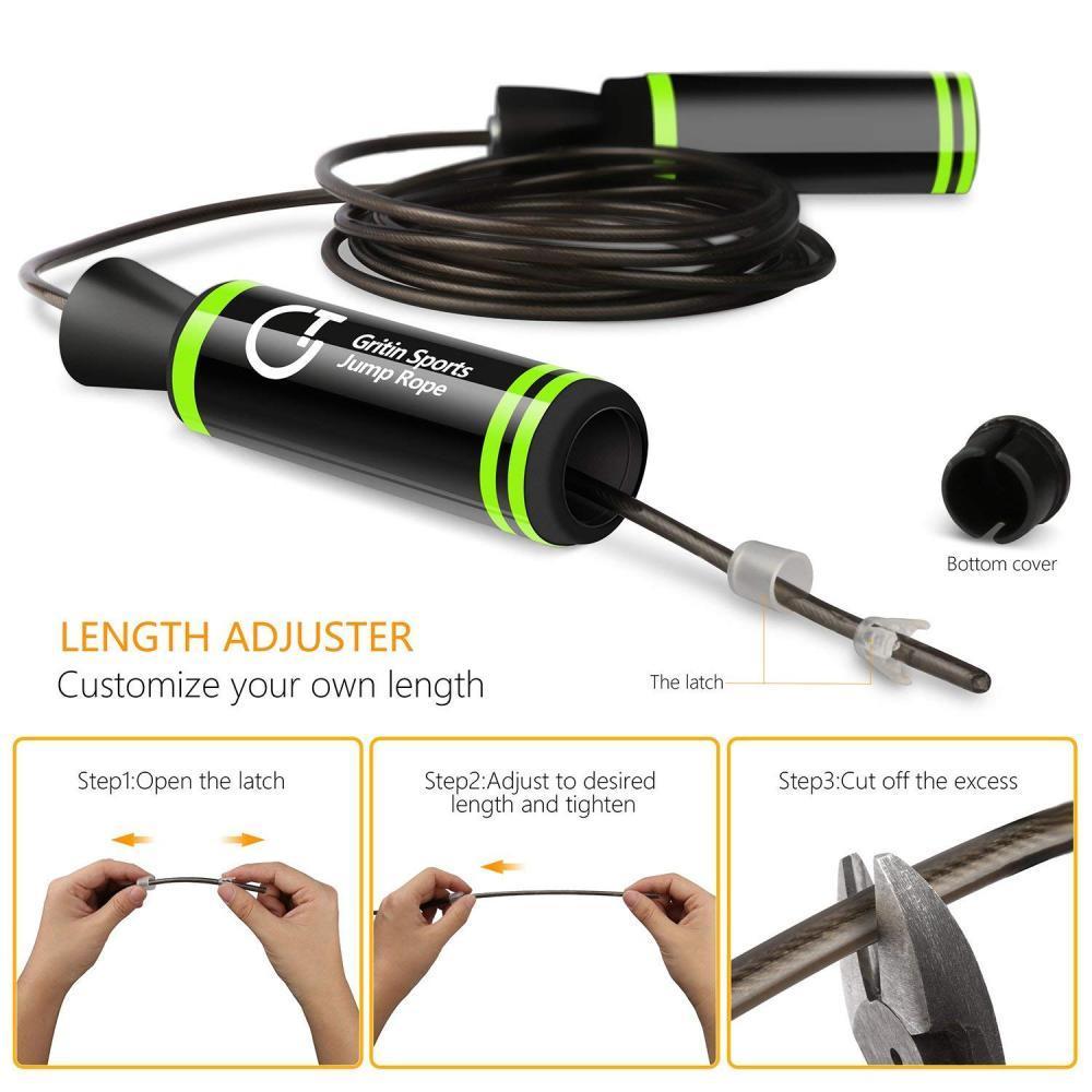 Corde A Sauter, Gritin Jump Skipping Rope Reglable - Roulements A Billes En... 