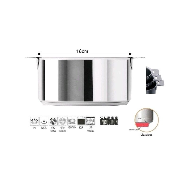 Cristel Casserole Inox Mutine Amovible - 18 Cm