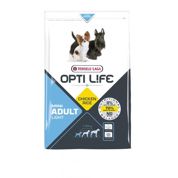Opti Life Chien Light Mini Adulte, Poulet & Riz 7.5 kg