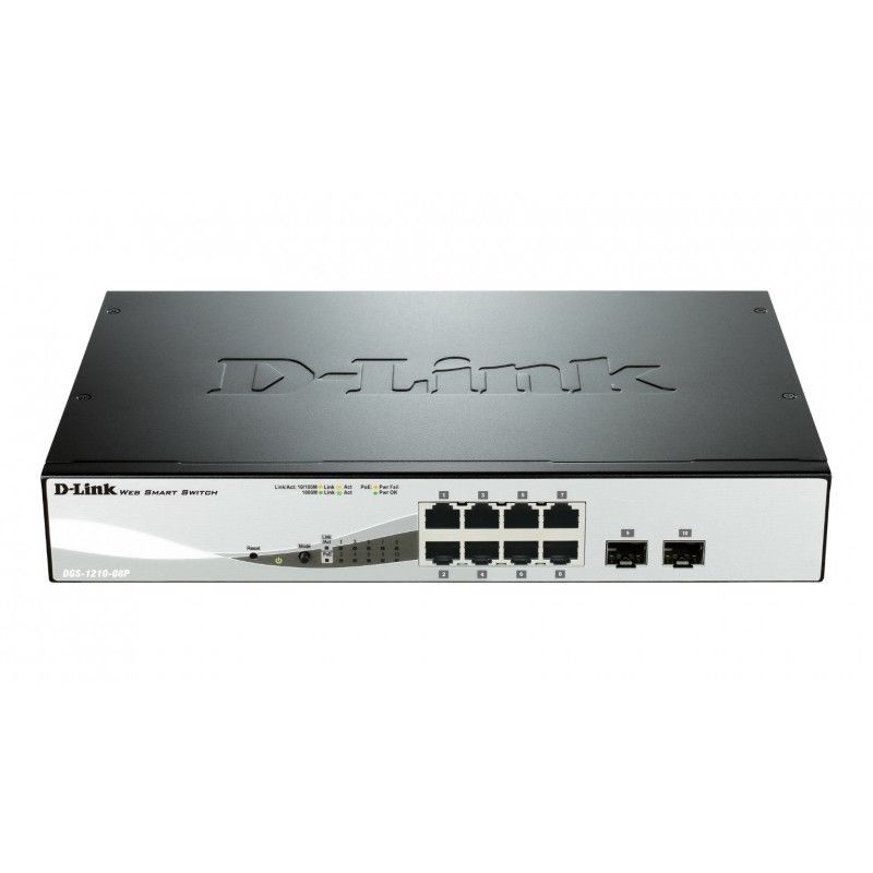 D-link Switch Smart 8 Ports - Dgs-1210-08p - 10/100/1000mbps Poe + 2 Ports Sfp