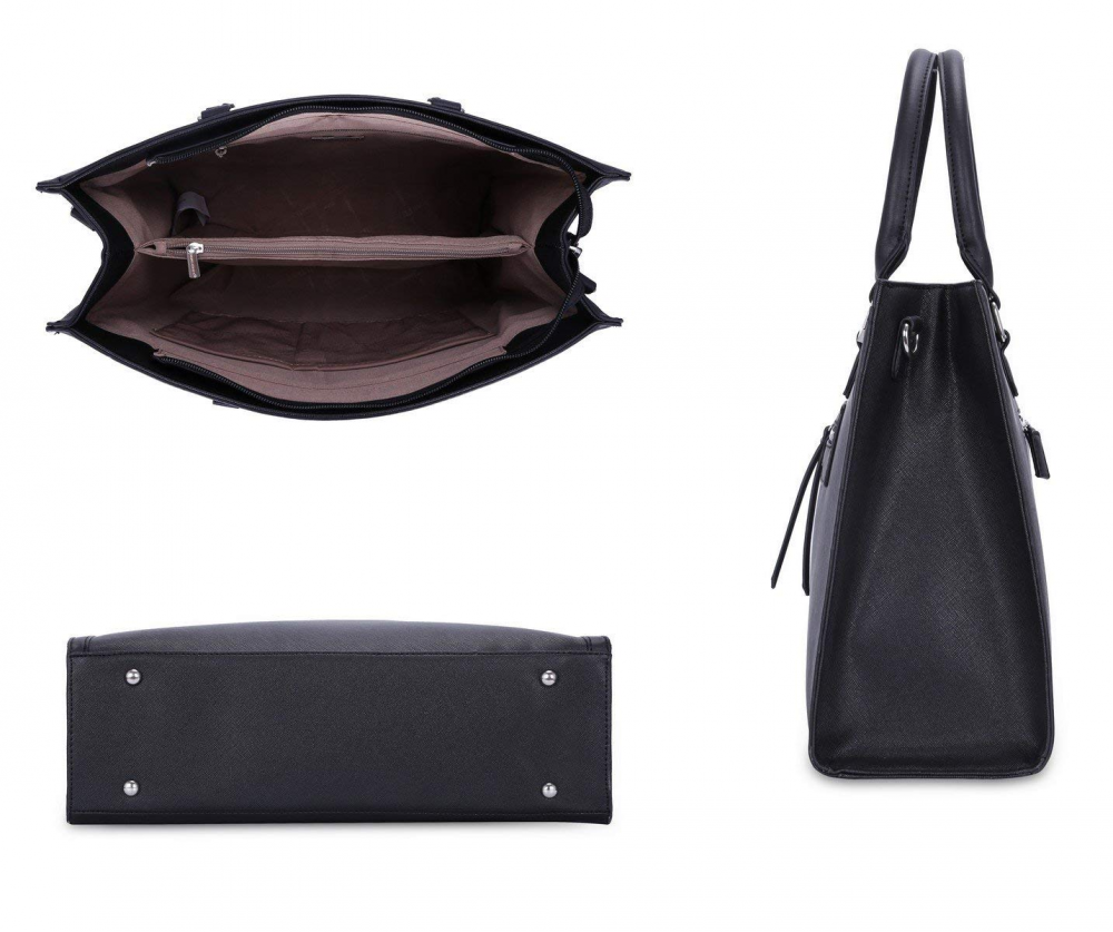 David Jones - Grand Sac A Main Femme - Cabas Fourre-tout Cuir Pu - Porte Epaule Bandouliere Cours Travail Bureau - Noir