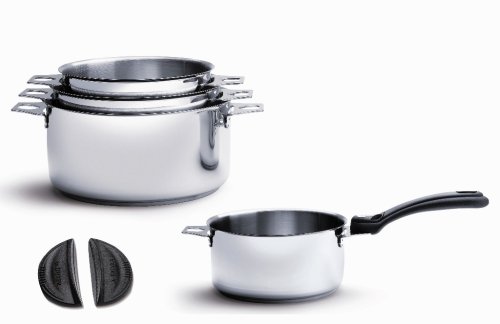 De Buyer 349104 Lot 4 Casseroles 1 Queue Amovible 2 Anses Twisty A 14cm 16cm 18cm 20cm