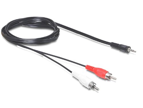 Cable Audio Delock - 2 Prises Rca Phono (m) - Fiche Mini-phone Stereo 35 Mm (m) - 1.5 M - Noir