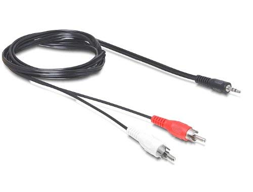 Cable Audio Delock - 2 Prises Rca Phono (m) - Fiche Mini-phone Stereo 35 Mm (m) - 1.5 M - Noir