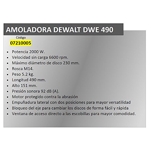 Meuleuse D'angle Dewalt Dwe490 - 230mm - 2000w - Filaire