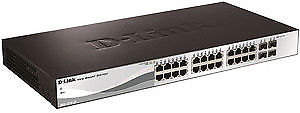 Web Smart DGS-1210-28 Commutateur 24 ports gere, rackable 1U, chassis Pc de bureau, ports 24 x 10/100/1000 + 4 x Gigabit SFP