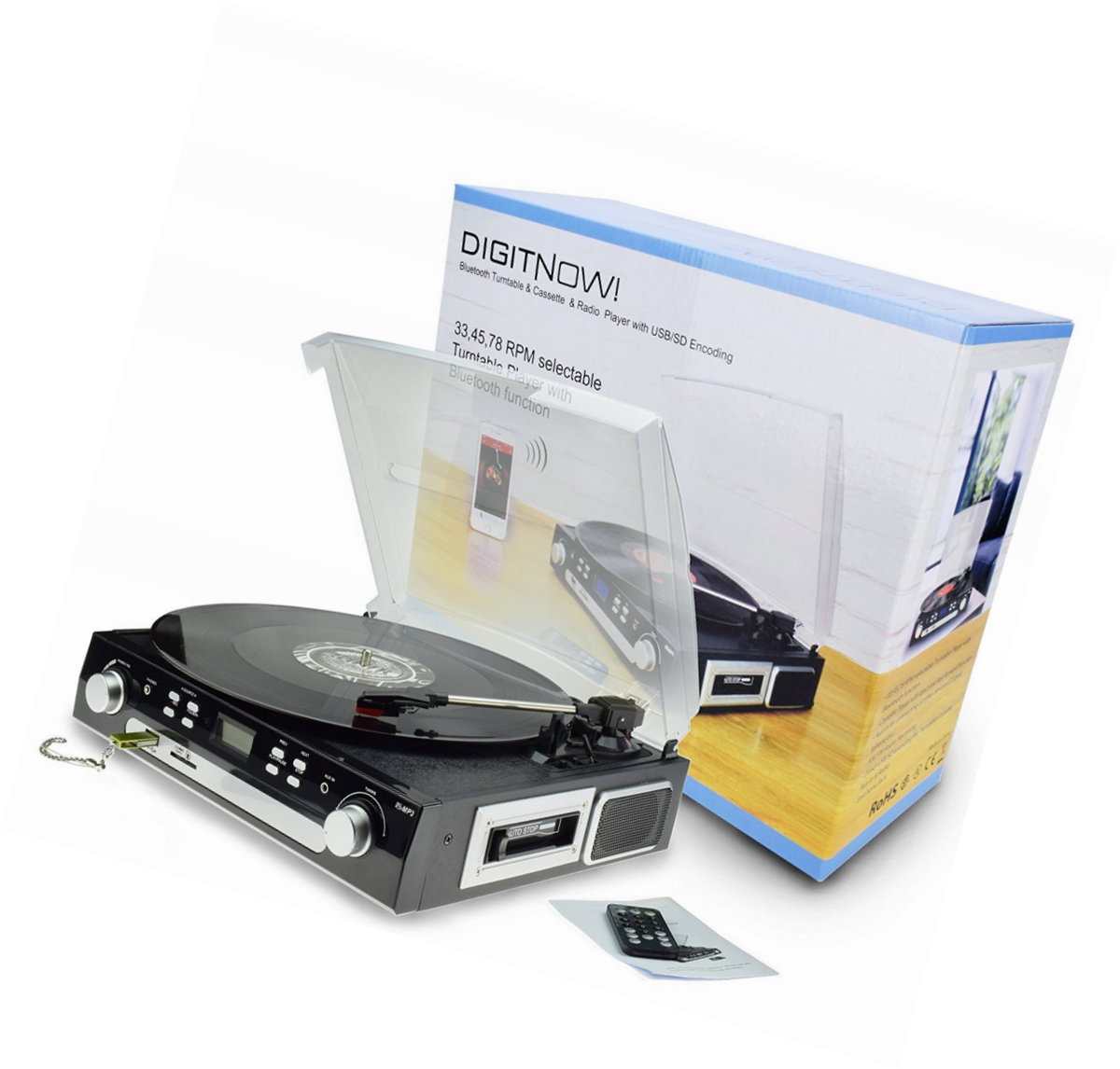 Digitnow! Tourne-disque Bluetooth, Plati...