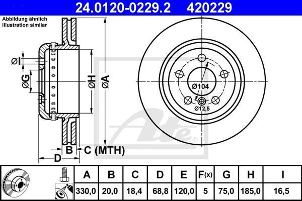 Ate 24.0120-0229.2 Disque De Frein