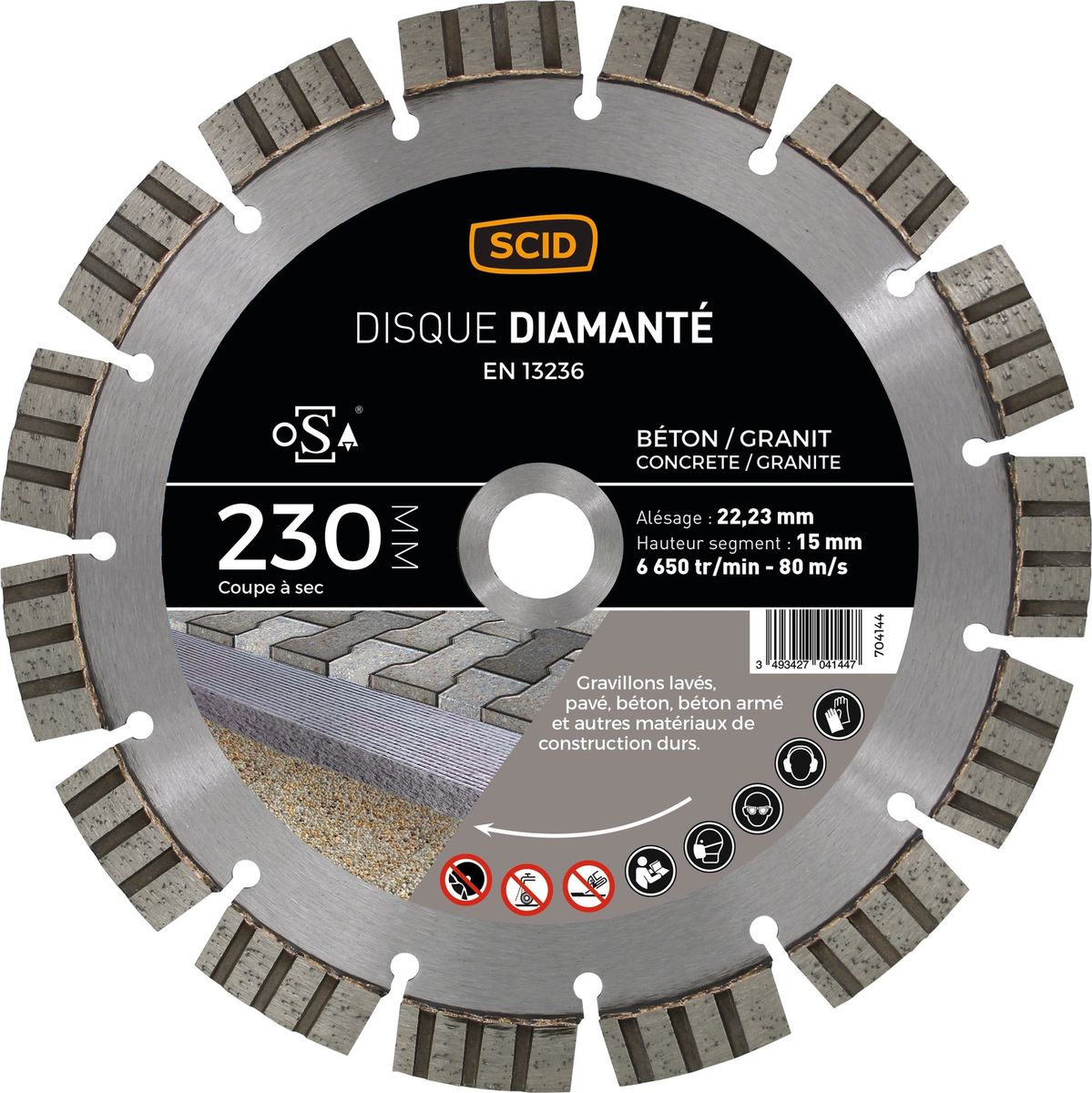 Disque Diamante Beton Granit Prestige Scid - Diametre 230 Mm