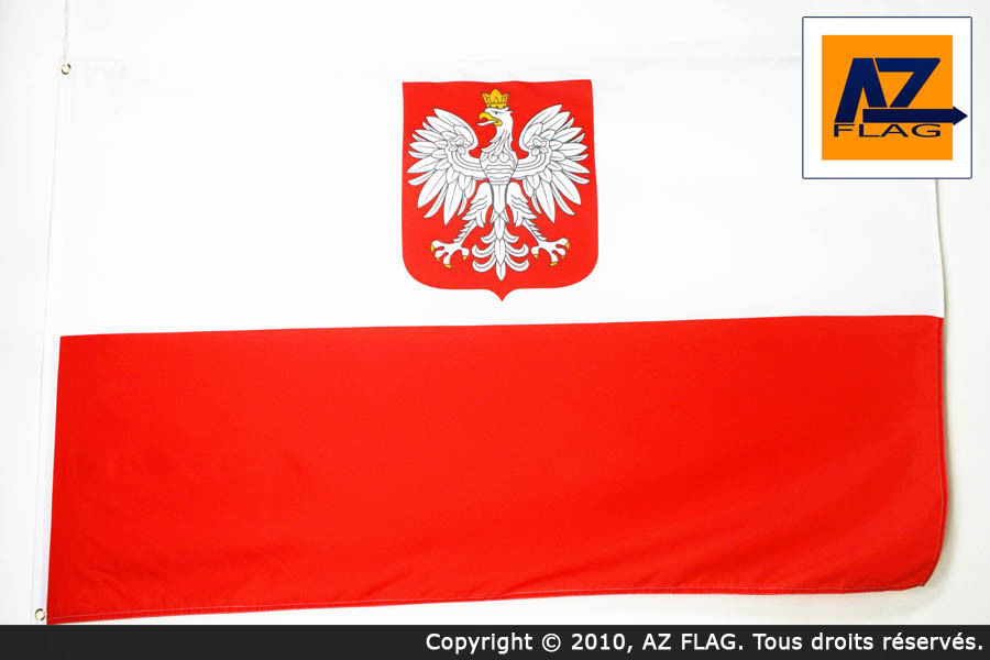 Az Flag Drapeau Pologne Avec Aigle 150x9...