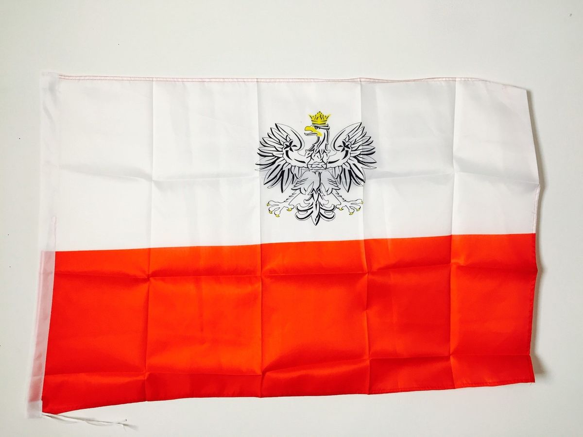 Poland With Eagle Flag 2' X 3' For A Pole - Polish Coat Of Arms Flags 90 X 60 Cm
