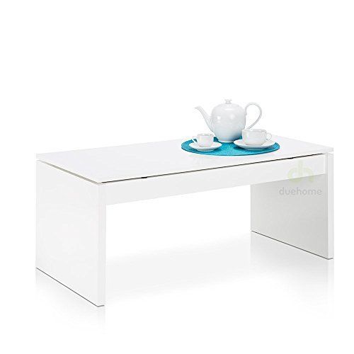 Table Basse Salon, Plateau Relevable Rangement Design Modulable Petite Moderne