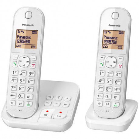 Panasonic Kxtgc422frw Telephone Sans Fil Duo Repondeur Blocage Appels Mode Eco 120 Numeros Blanc