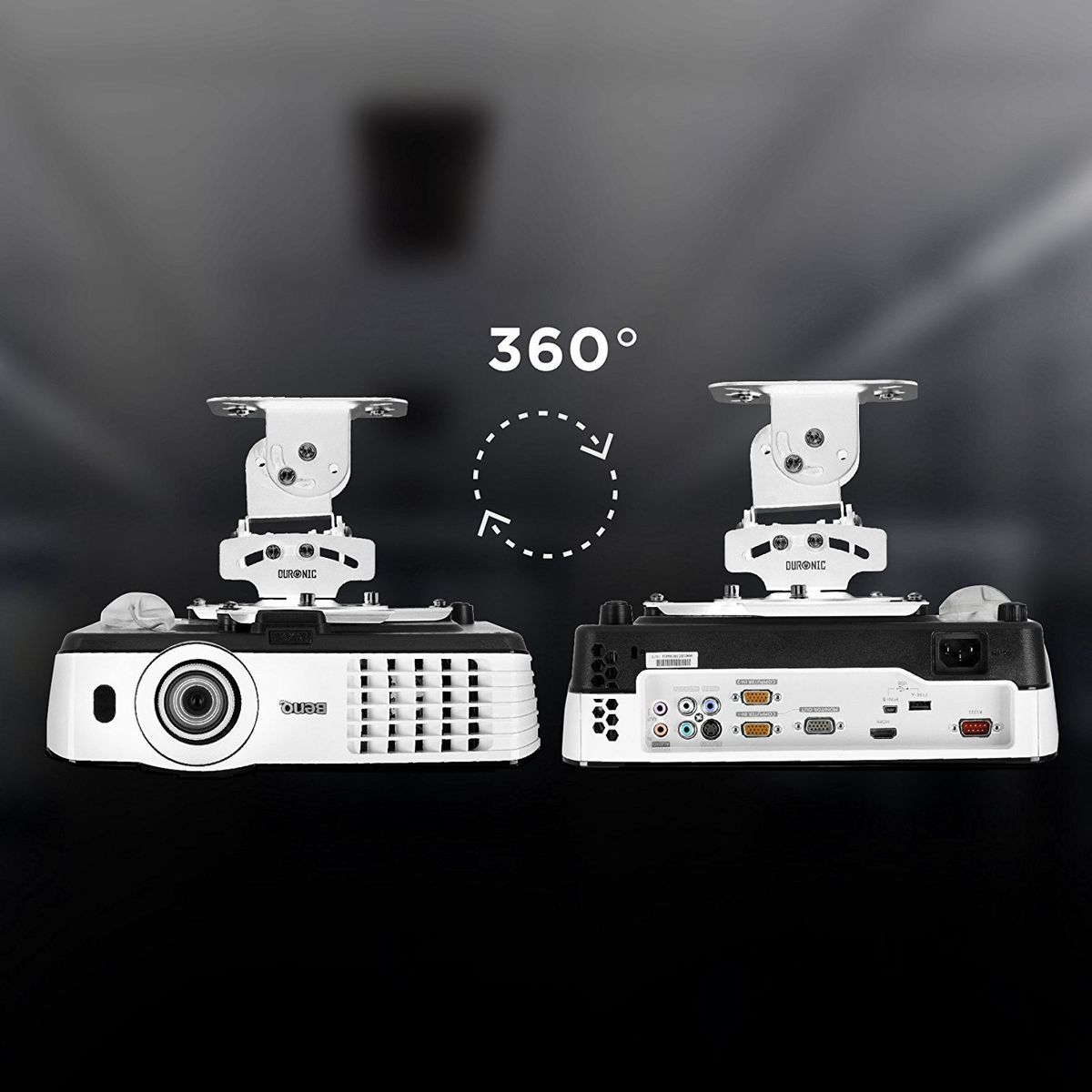 Duronic Pb05xb Support Pour Videoprojecteur Plafond Rotatif 360° Inclinable 30° Et Pivotable 20° Charge Maximale 136 Kg Ideal Pour