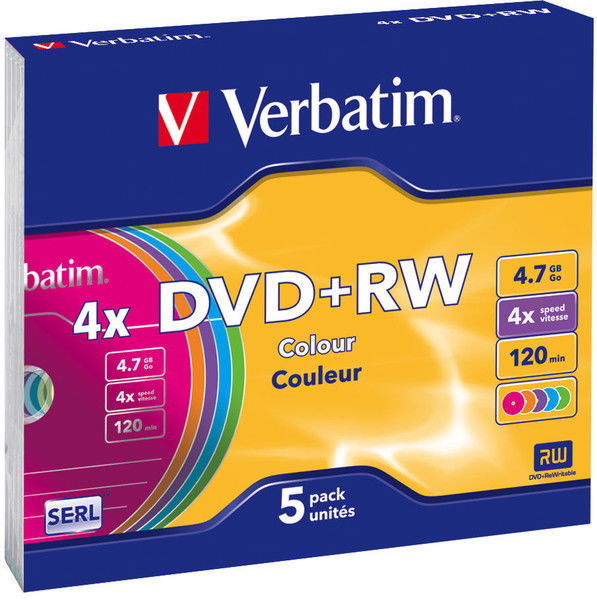 DVD+RW Verbatim - 5 pieces - Slim color
