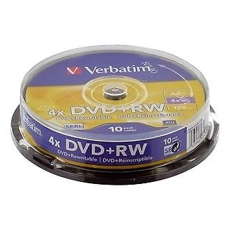 Dvd+rw - Verbatim - Spindle De 10 - 4.7 Go - 120 Minutes - Vitesse Maxi D'ecriture 4x