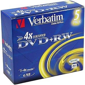 Dvd+rw - Verbatim - 4x - 4.7 Go - Boitier Cristal (pack De 5)