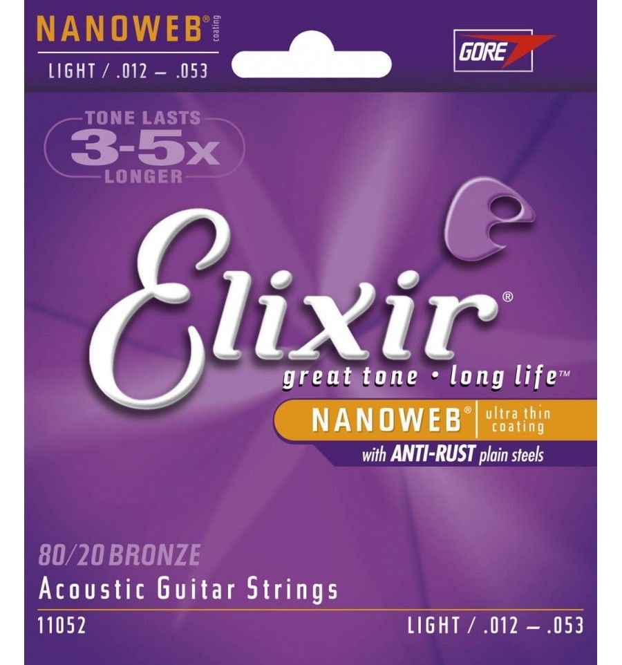 Elixir 11052 Nanoweb jeu de cordes pour guitare folk light
