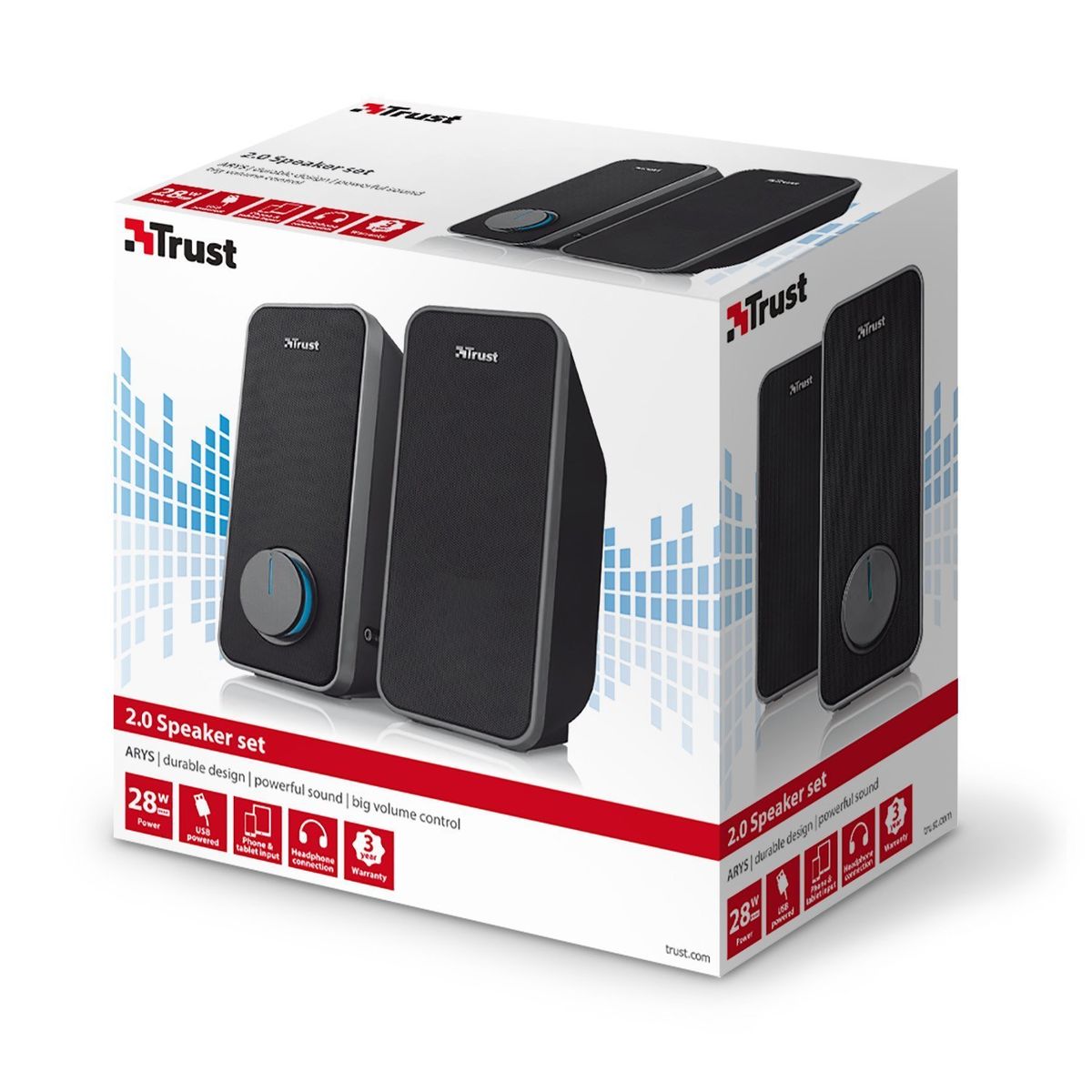 Trust Arys Enceinte PC 2.0 pour Ordinateur (28 Watt), Alimentation USB