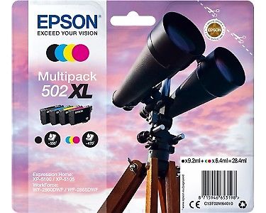 Epson 502 Xl Jumelles Cartouche Dencre Originale Grande Capacite C13t02w64010 Pack De 4 Noir Cyan Magenta Jaune