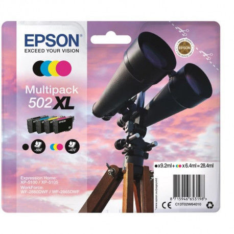 Epson Multipack 502 Xl Jumelles Noir Cyan Jaune Magenta C13t02w64020
