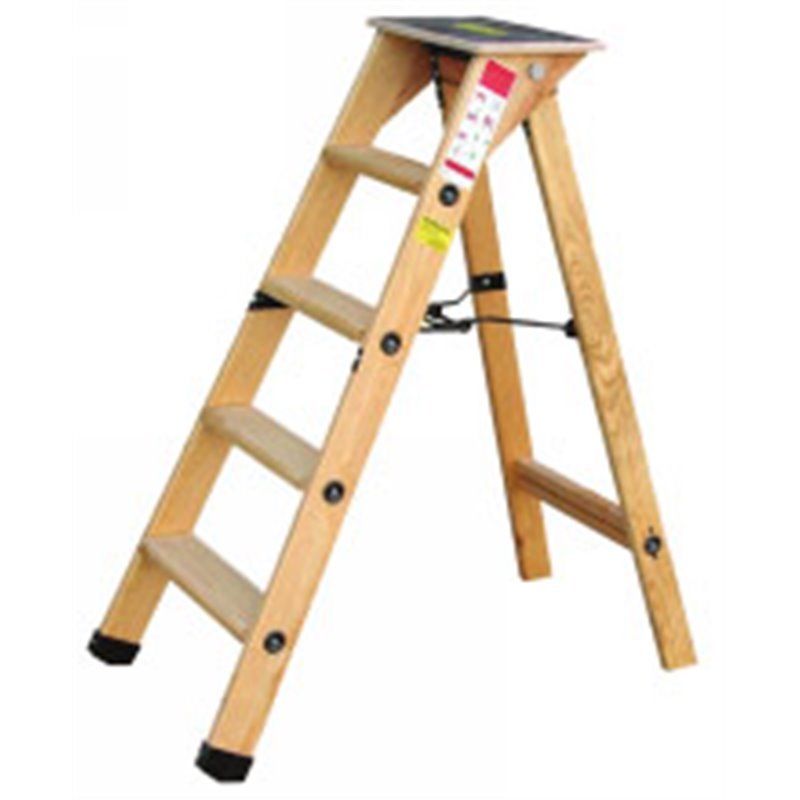 Escabeau En Bois - Outifrance - 4 Marches - Tablette Antiderapante - Norme En131 - Simple