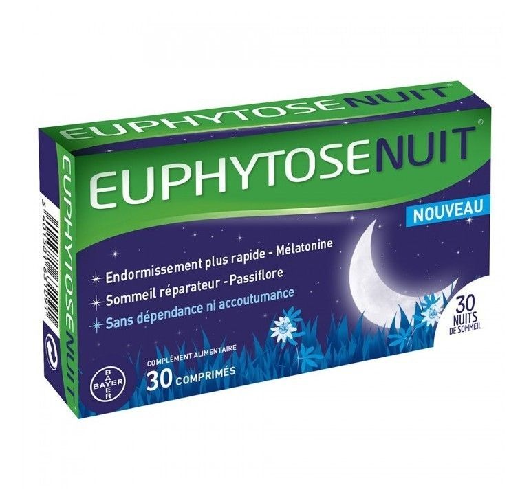 Euphytose Nuit® Sommeil Melatonine 1mg Et Passiflore 30 Comprimes