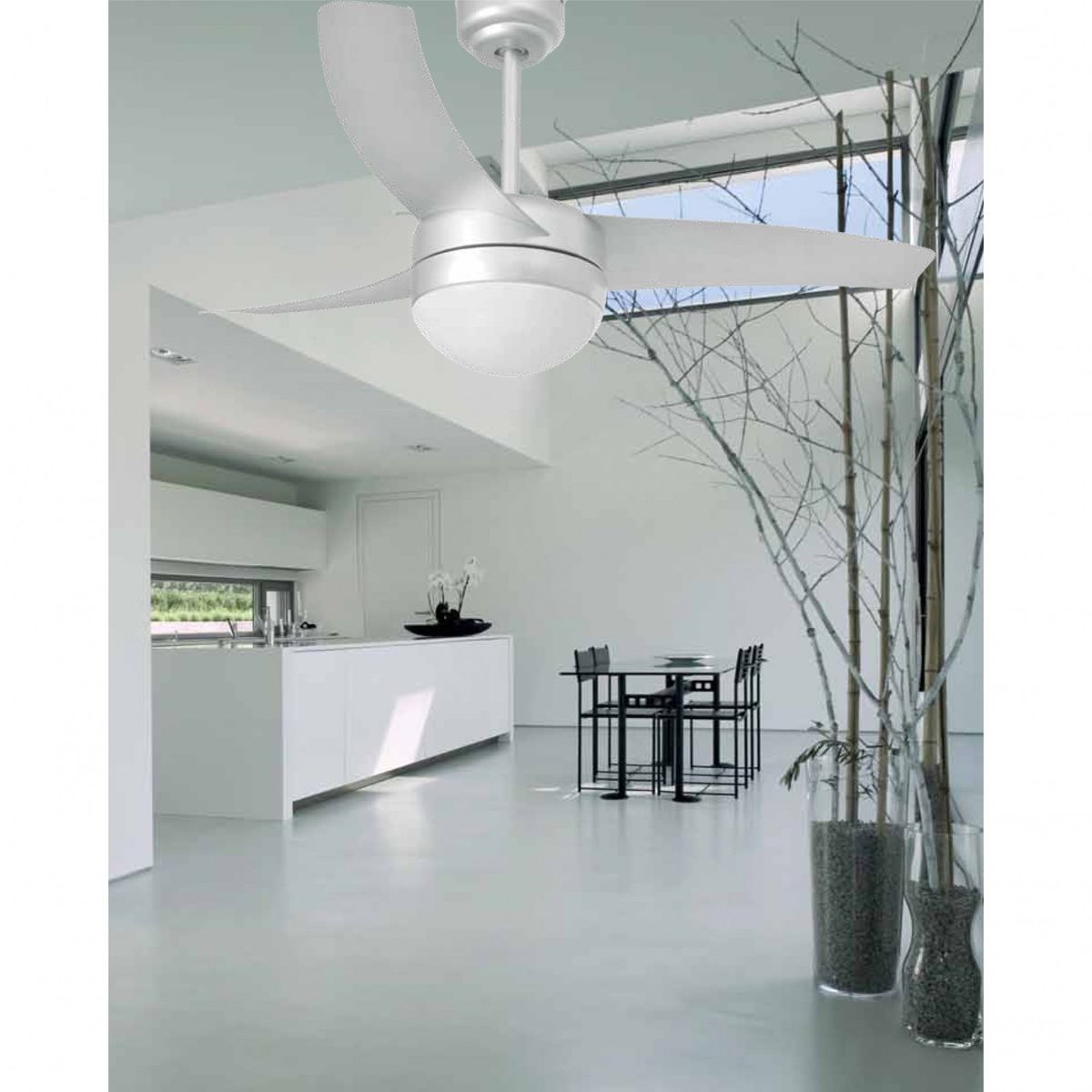 Ventilateur De Plafond, Moderne, Gris ,105 Cm. Avec Lampe, Telecommande Ir, Faro Easy 33416
