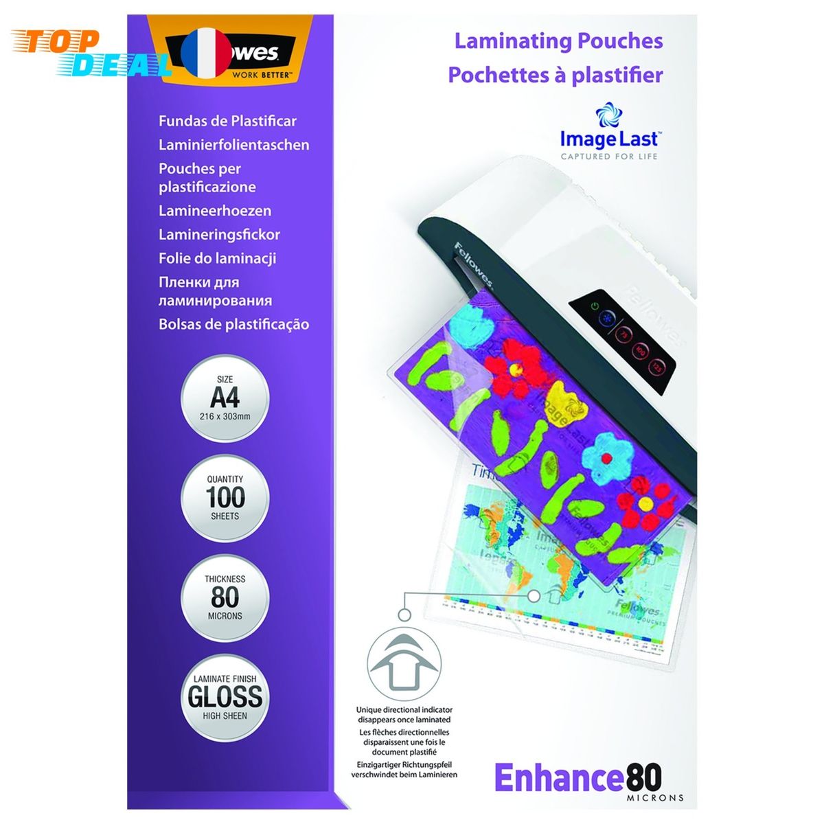 Pochette A Plastifier Fellowes A4 Brillante 160 Microns 100 Pieces