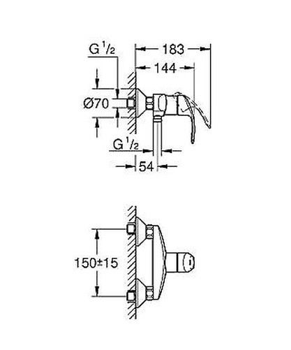 Mitigeur douche Eurosmart sans inverseur avec connexions entraxe GROHE 33555002