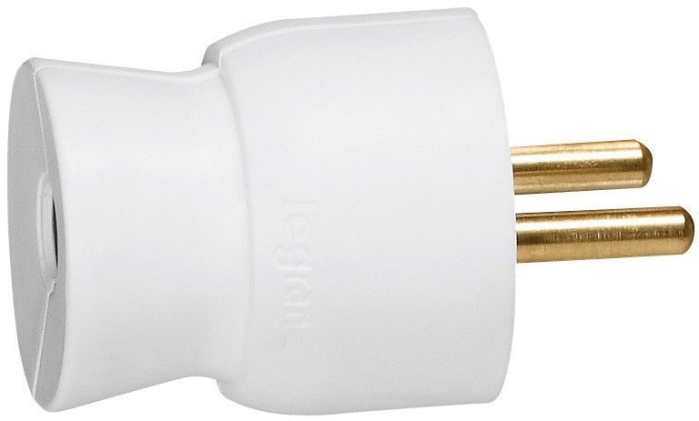 Fiche male 16A 2 P+T blanc LEGRAND