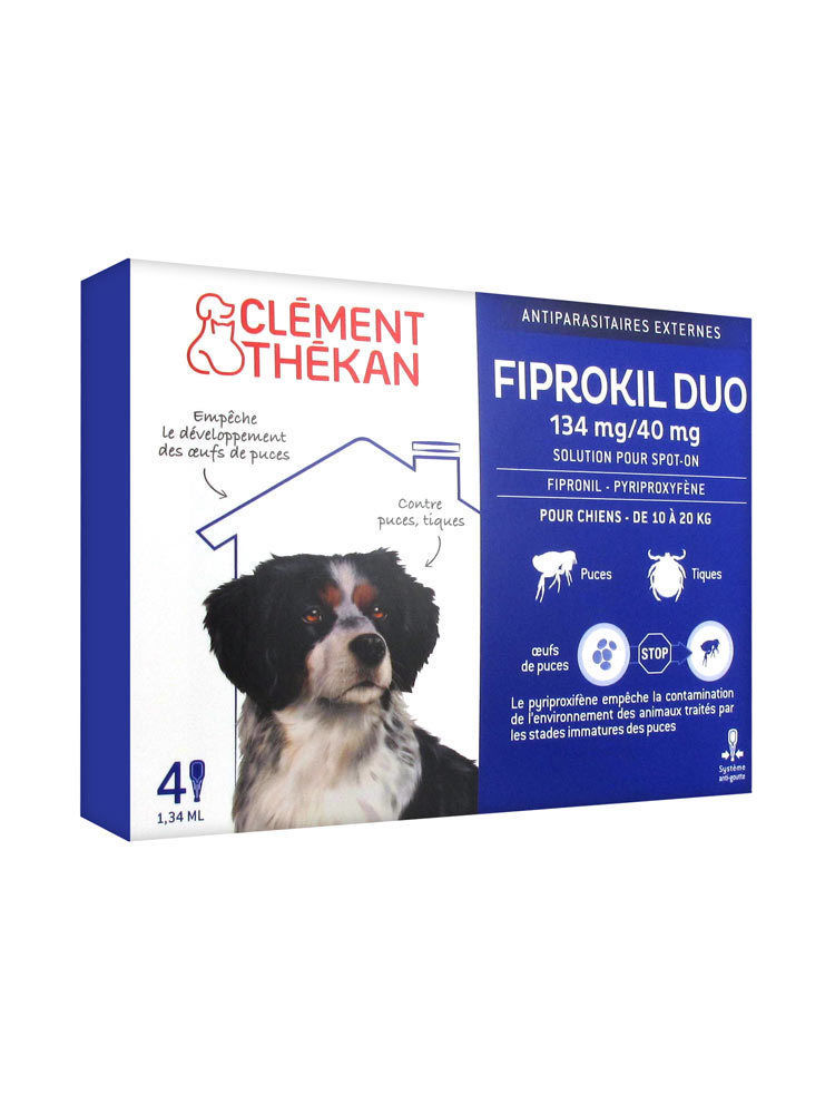 Clement Thekan Fiprokil Duo Chiens 10 20kg 4 Pipettes