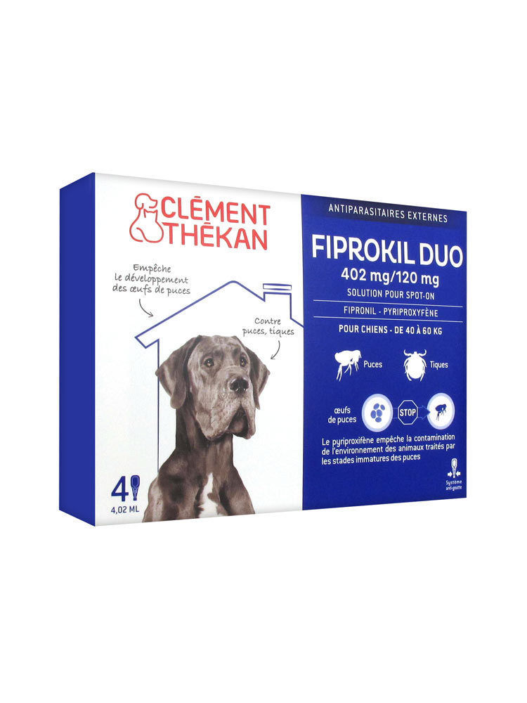 Clement Thekan Fiprokil Duo Chiens 40-60kg 4 pipettes