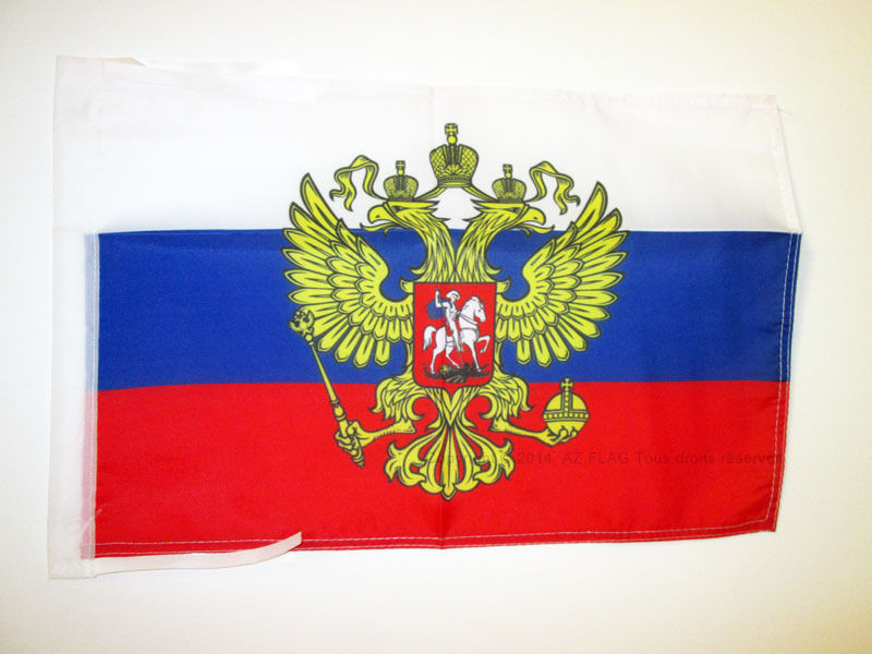 Flagge Russland Mit Adler 45x30cm Mit Kordel - Russische Fahne  30 X 45 Cm - Fla