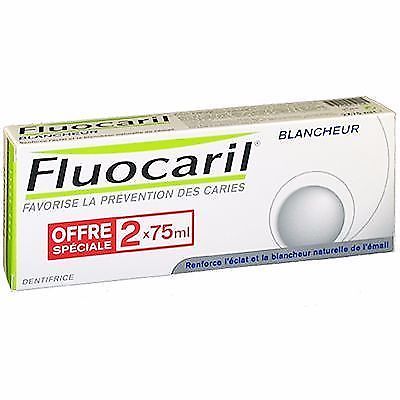 Fluocaril Cosmetique Bi-Fluore 145mg Pate Dentifrice Blancheur Lot de 2 x 75ml