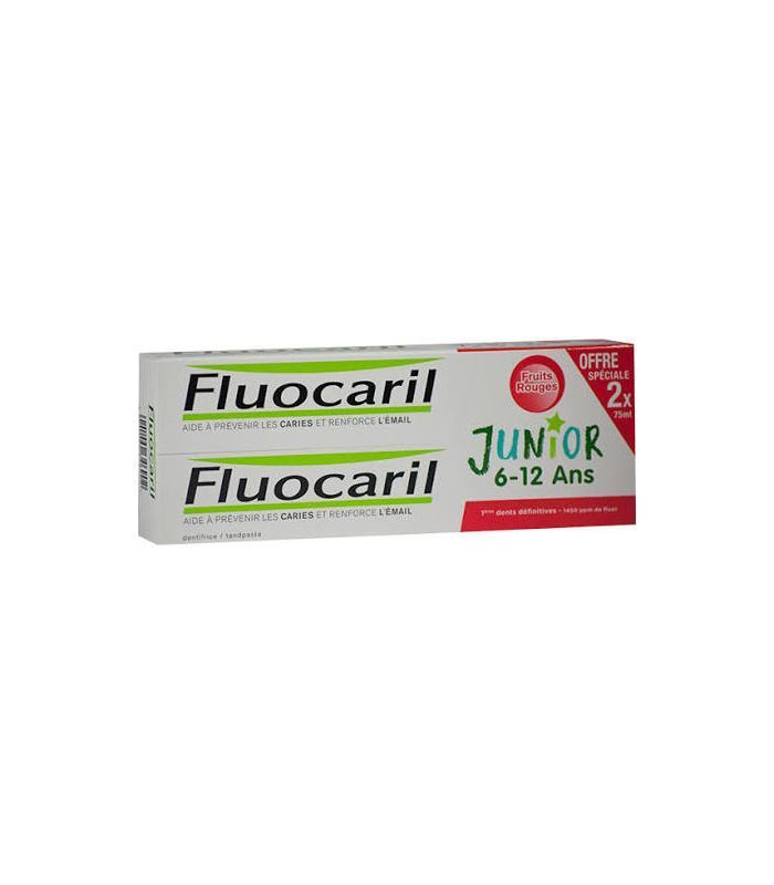 Fluocaril Dentifrice Junior 6 A 12 Ans Gel Fruits Rouges 2x75ml