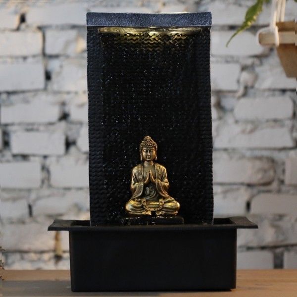 Zen Light Fontaine Led D'interieur Bouddha Avec Statuette Amovible Zenitude - Noir