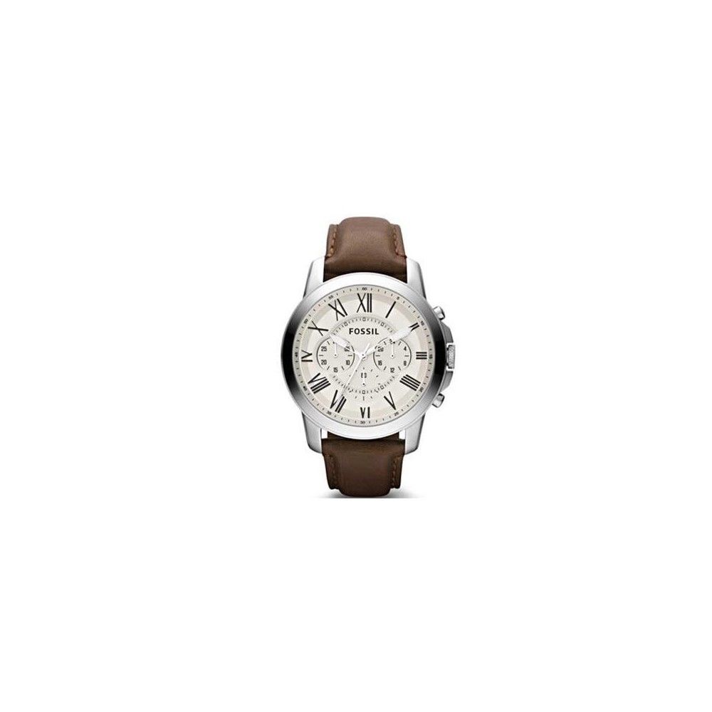 Montre Homme - Fossil - Grant Leather Fs4735 - Cuir Marron - Quartz Analogique - 5 Atm