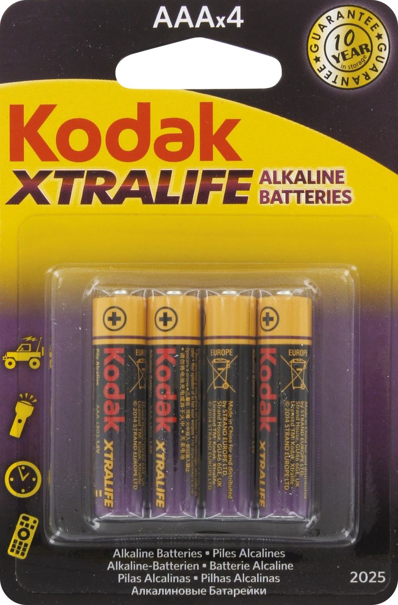 Kodak Lot De 4 Piles Alcaline Xtralife Lr03aaa 15v
