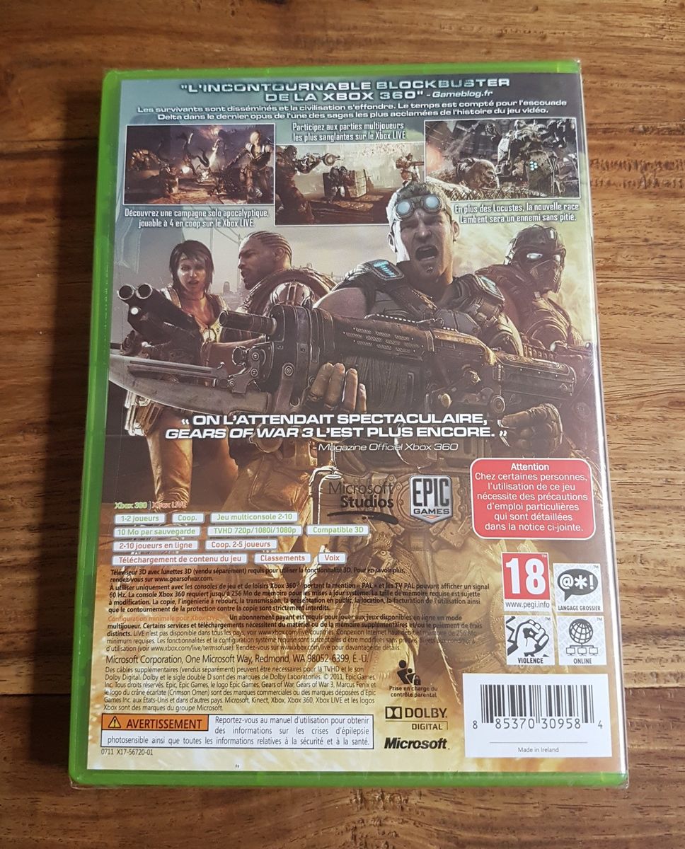 Jeu Xbox 360 Gears Of War 3 Xbox 360