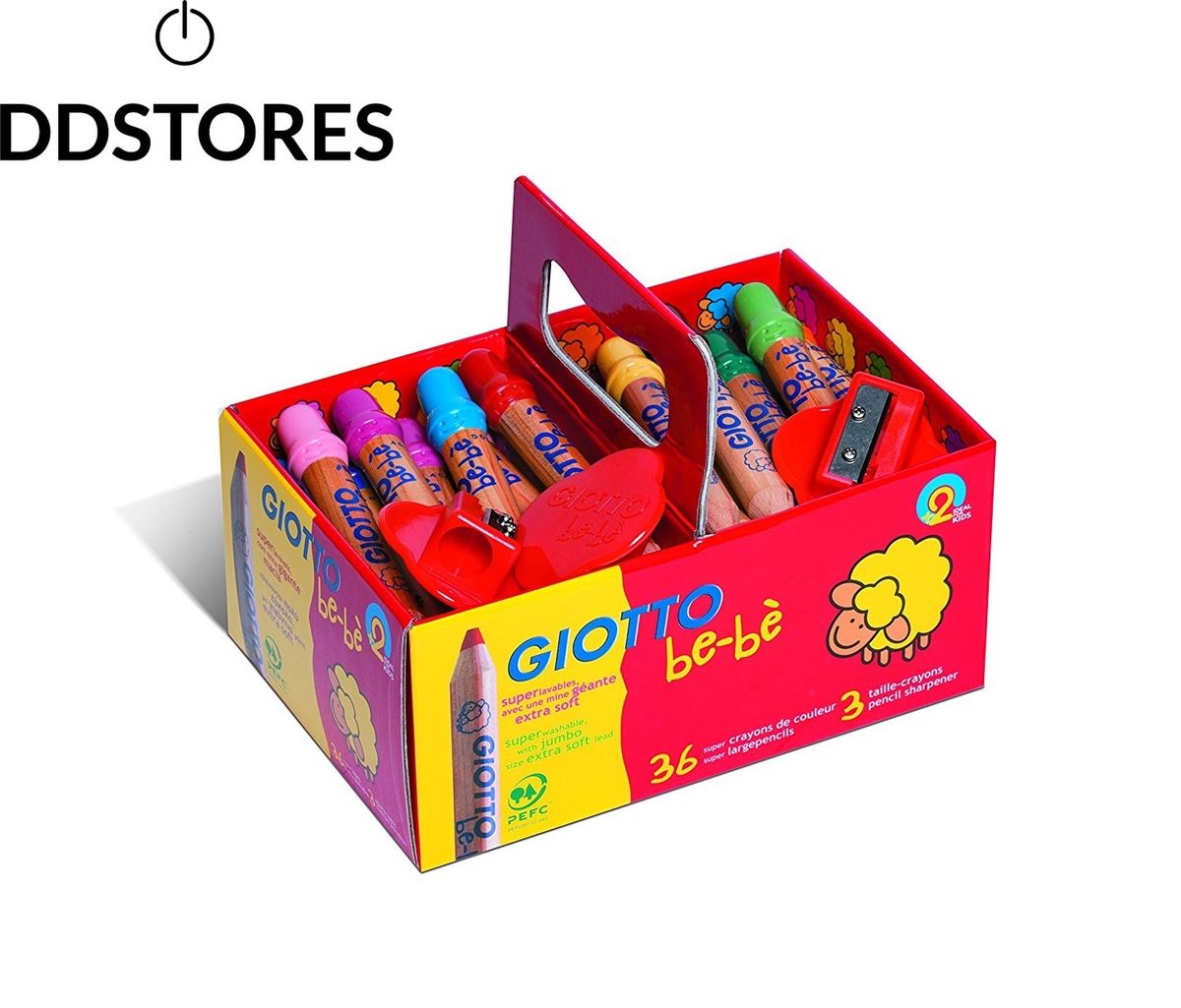 Giotto Be-be Boîte De 36 Crayons De Couleur Maxi Schoolpack - Pefc + 3 Taille-crayons