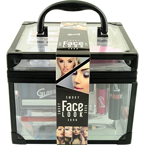 Coffret Maquillage Gloss Collection Essential 44pcs 4 Palettes 4 Rouges A Levres Accessoires Inclus
