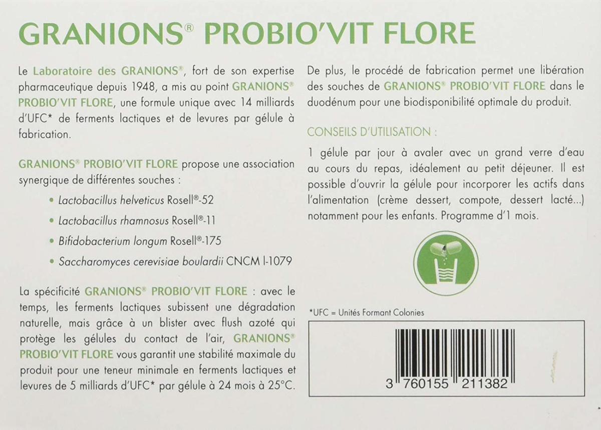 Granions ? Probio'vit Flore 30 Gelules - Boîte 30 Gelules