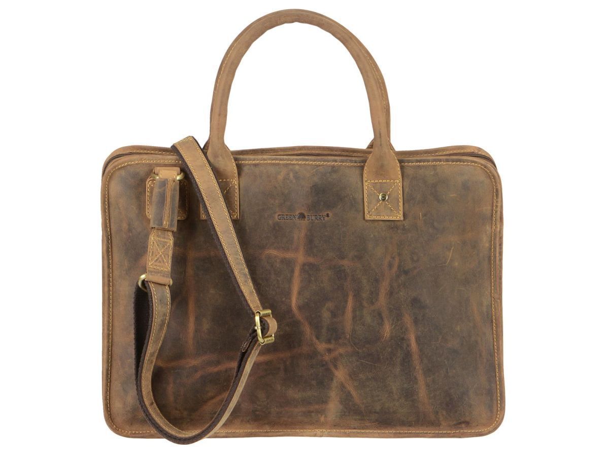 Greenburry Vintage Serviette Cuir 41 Cm Compartiment Laptop Nut Brown