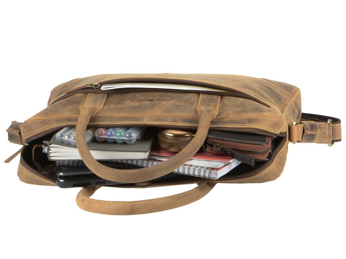 Greenburry Vintage Serviette Cuir 41 Cm Compartiment Laptop Nut Brown
