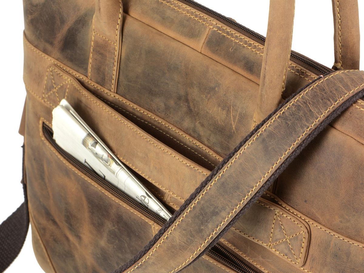 Greenburry Vintage Serviette Cuir 41 Cm Compartiment Laptop Nut Brown