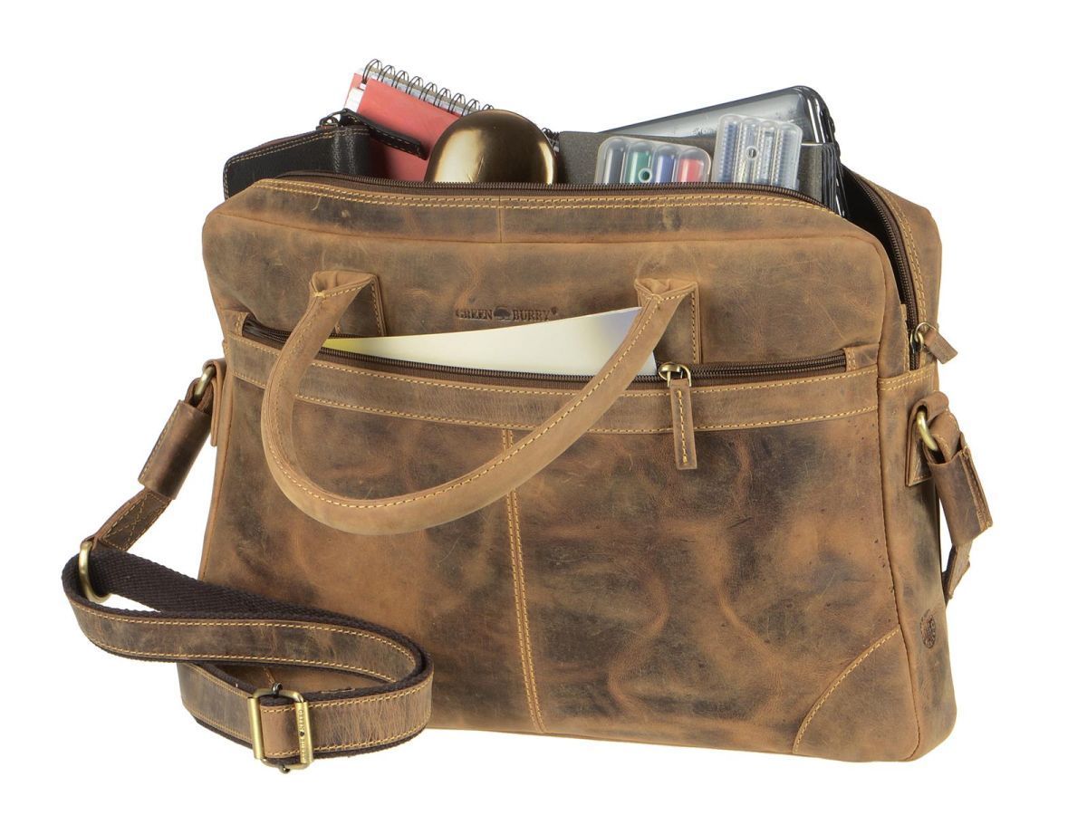 Greenburry Vintage Serviette Cuir 41 Cm Compartiment Laptop Nut Brown