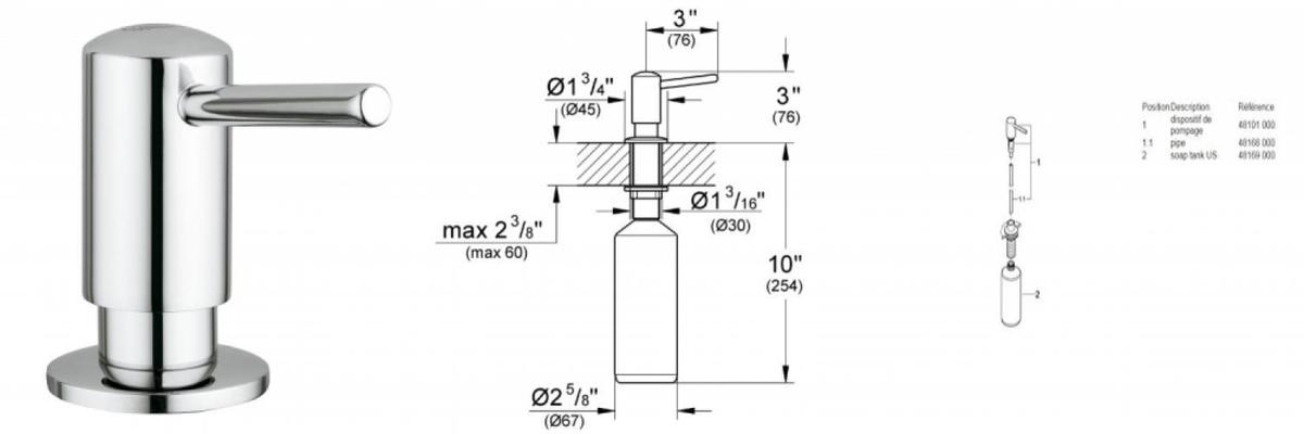 Grohe Distributeur De Savon Contemporain 40536000 Chrome Bac De Rangement 1930 4 L