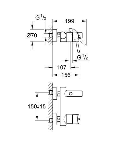 Mitigeur Bain Douche Mural Concetto Monocommande Grohe 32700001