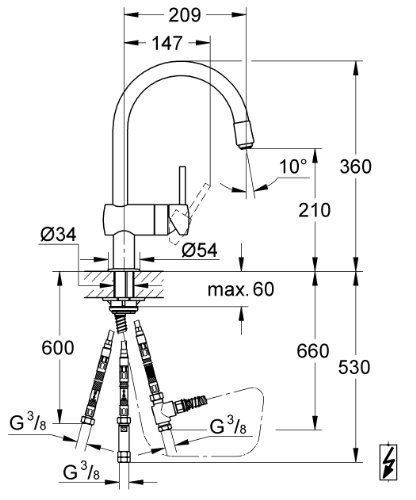 Grohe 32511000 Minta Mitigeur monocommande evier 1/2  pour chauffe-eau